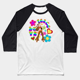 Brown Hippy Chick Baseball T-Shirt